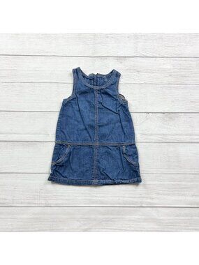 Gap Kids Blue Denim Sleeveless Toddler Shift Dress Jumper Pockets 2T